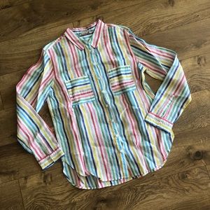 Vintage Boden linen rainbow striped blouse 6